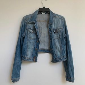 H&M Denim Jean Jacket Crop Cropped Size US 8 EUR 40